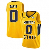 Murray State Racers 0 Mike Davis Yellow College Basketball Jersey Dzhi,baseball caps,new era cap wholesale,wholesale hats